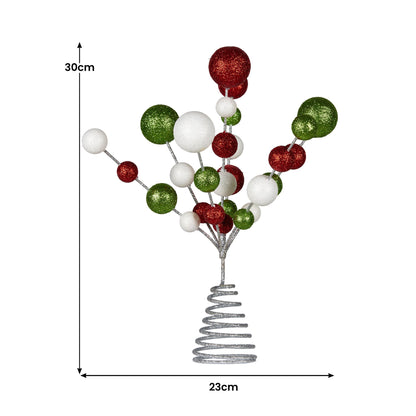 Christabelle Colourful Baubles Christmas Tree Topper with Festive Glitter Finish Decoration Ornament
