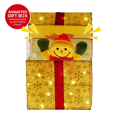 Christabelle Animated Snowman in a Gift Box LED Christmas Tree Decoration Ornament Lights Xmas