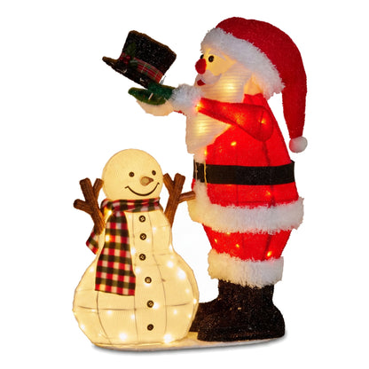 Christabelle 71cm Santa Snowman Christmas Light Up Display Animated LED Outdoor Indoor Xmas Yard Lawn Statue Home Decor