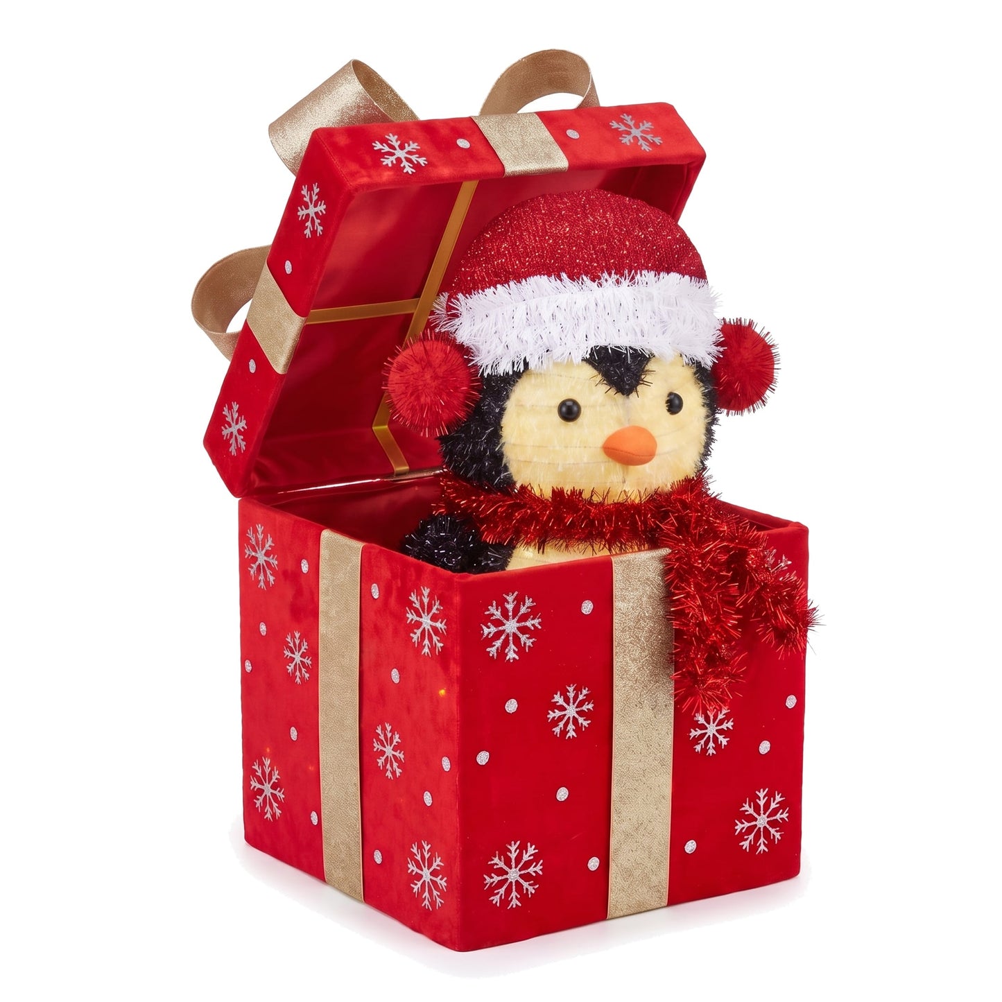 Christabelle 30cm Animated Penguin Gift Box Christmas Light Up DisplayLED Outdoor Indoor Xmas Yard Lawn Statue