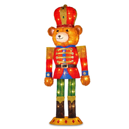 Christabelle 1.47m Teddy Bear Nutcracker Christmas Light Up Display LED Outdoor Indoor Xmas Yard Lawn Statue Home Decor