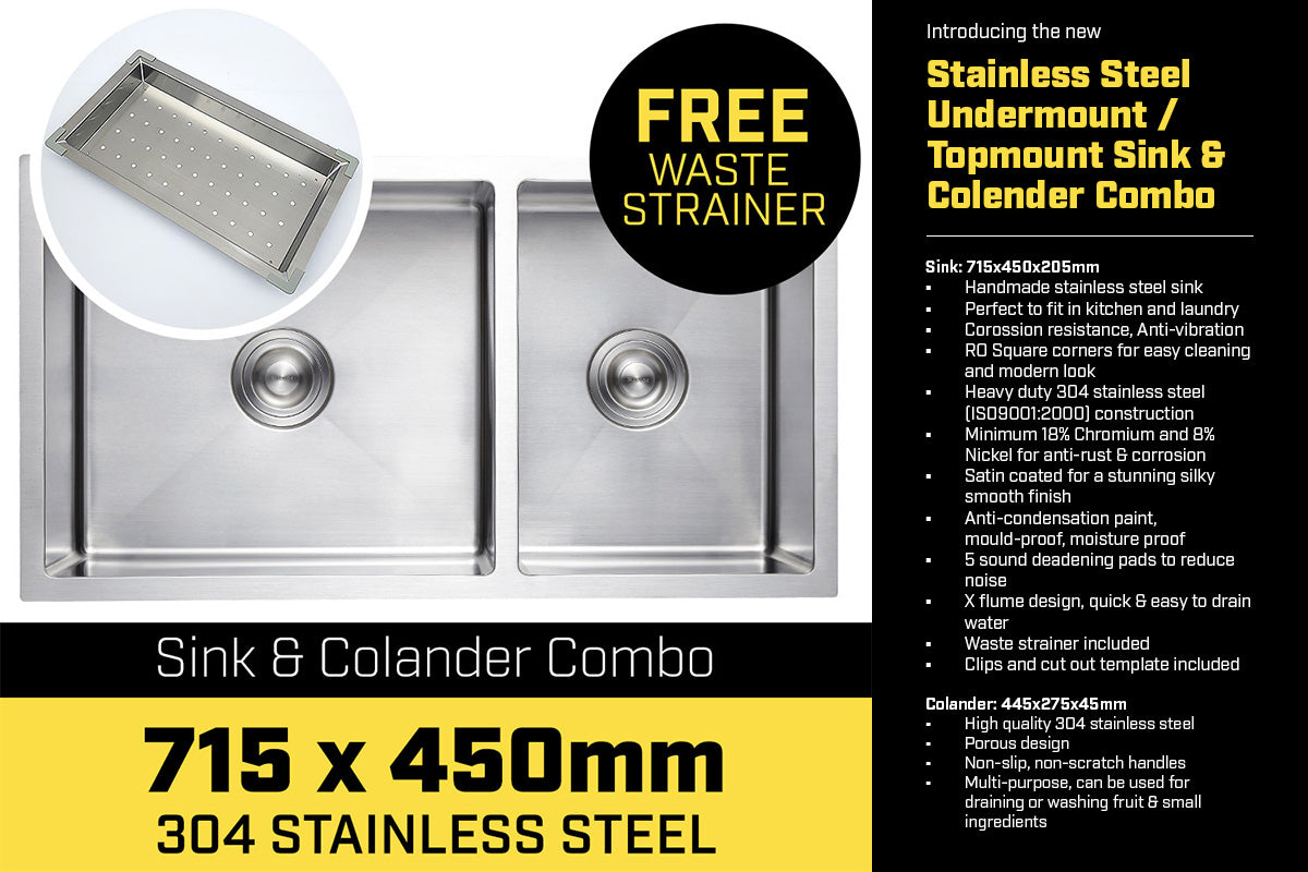 304 Stainless Steel Sink - 715 x 450mm