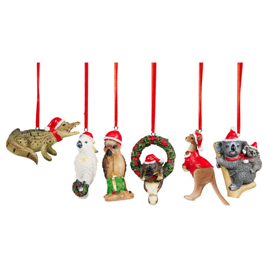 Christabelle Christmas Aussie Animals Pack of 6 Baubles Metal Steel Art Decoration Gift Pack