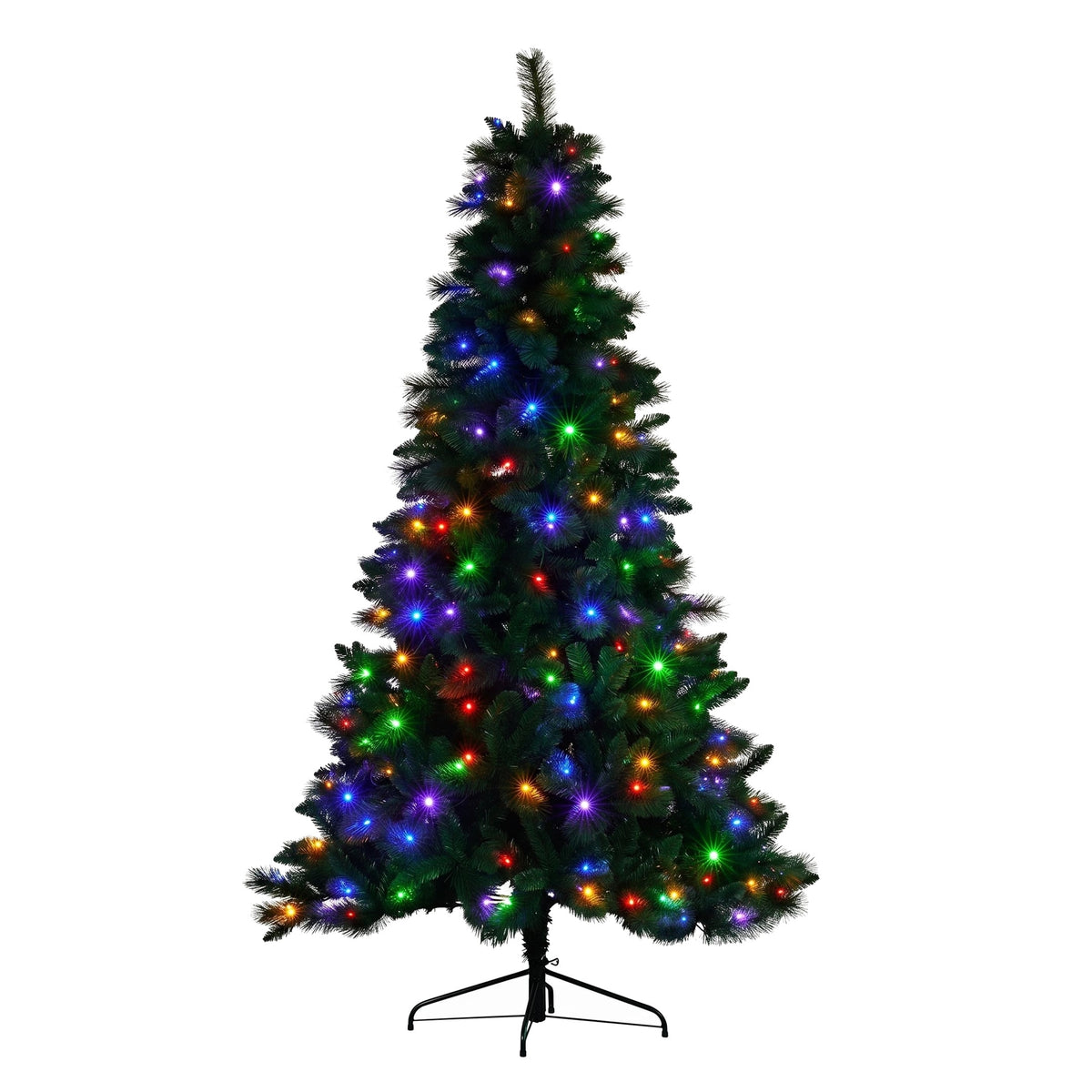 Christabelle 1.8m 6ft Pre-Lit Green Artificial Christmas Tree Dorset Pine 160 Multi-Function LEDs & Metal Stand