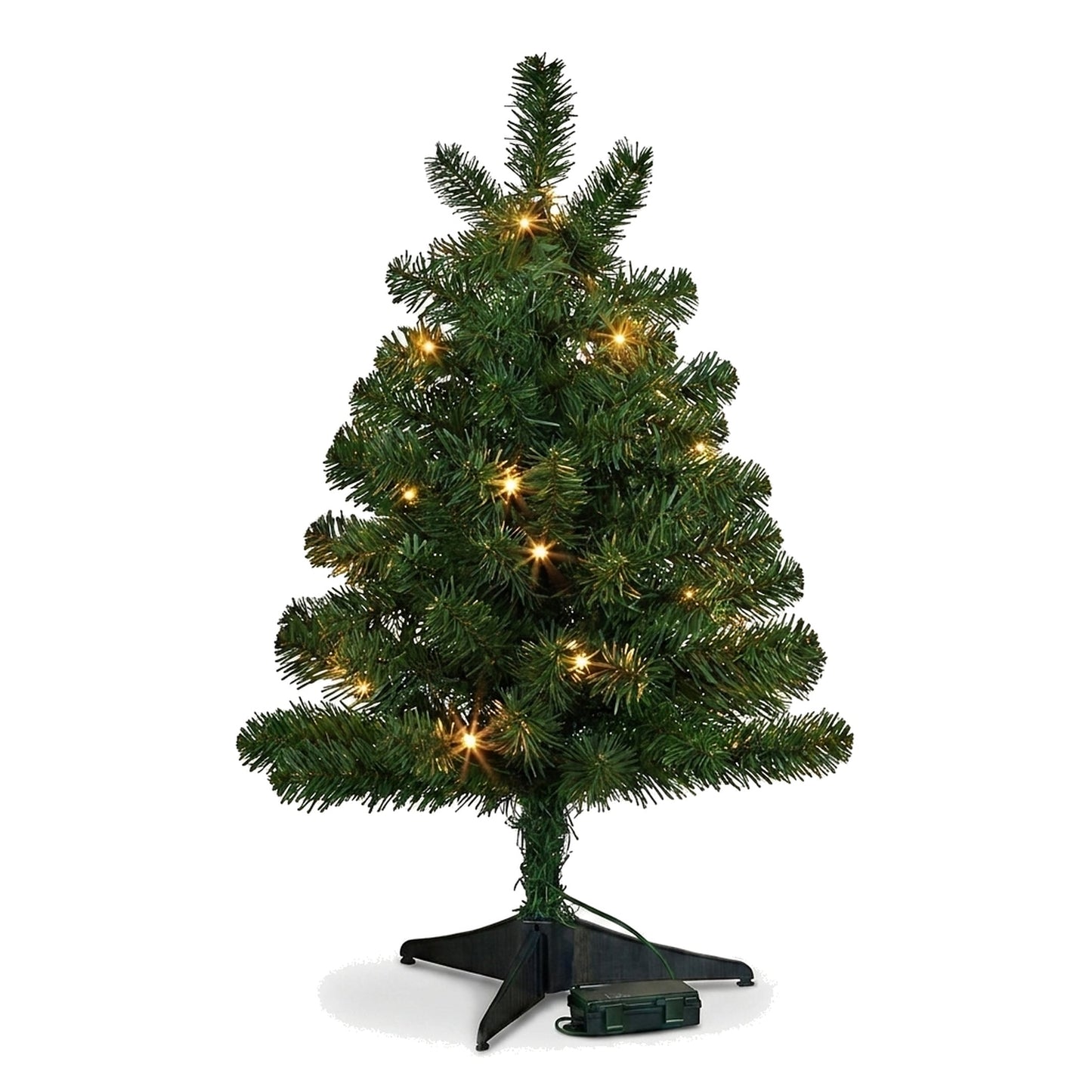 Christabelle 61cm 2ft Highland Pine Christmas Tree Pre Lit Warm White LED Timer Tabletop Artificial Indoor Xmas Decor