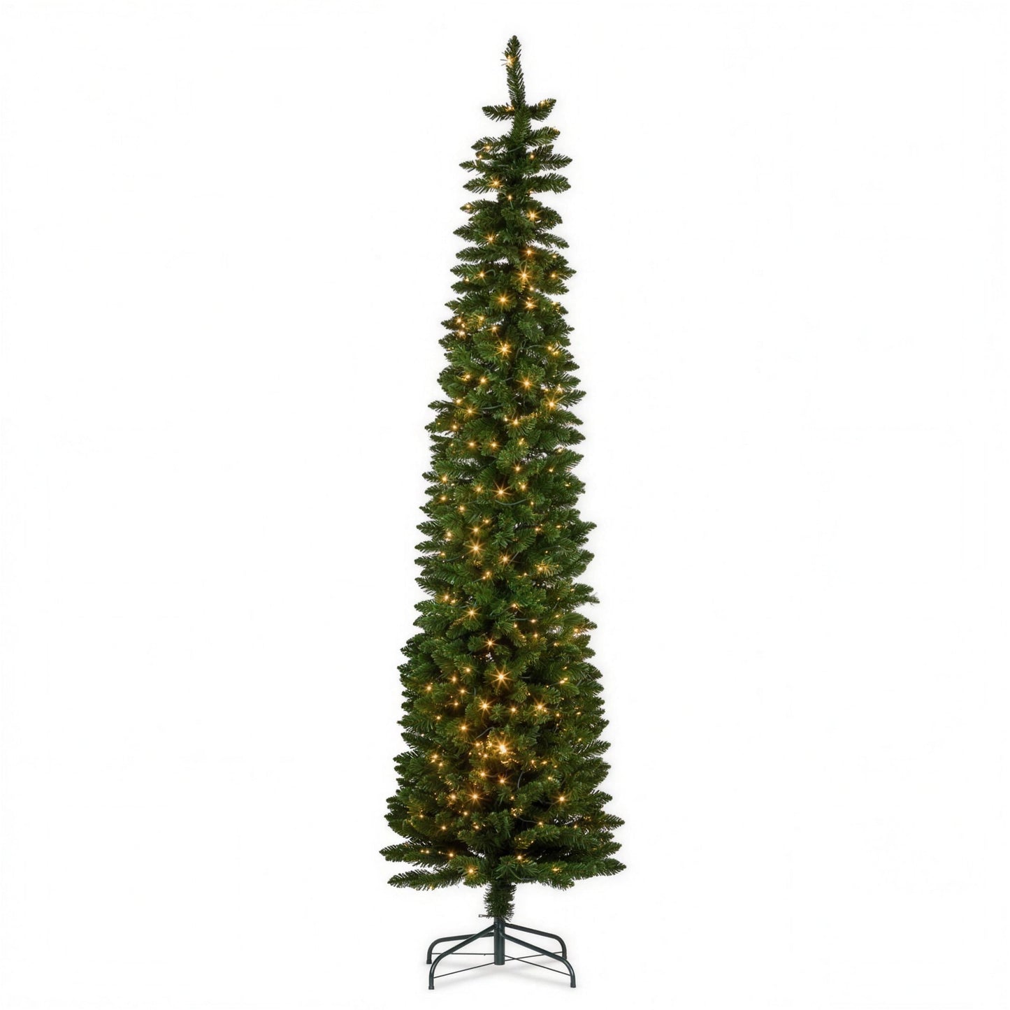 Christabelle 1.8m 6ft Pencil Pine Christmas Tree Pre Lit Multi Function LED Slim Artificial Indoor Xmas Decor Home
