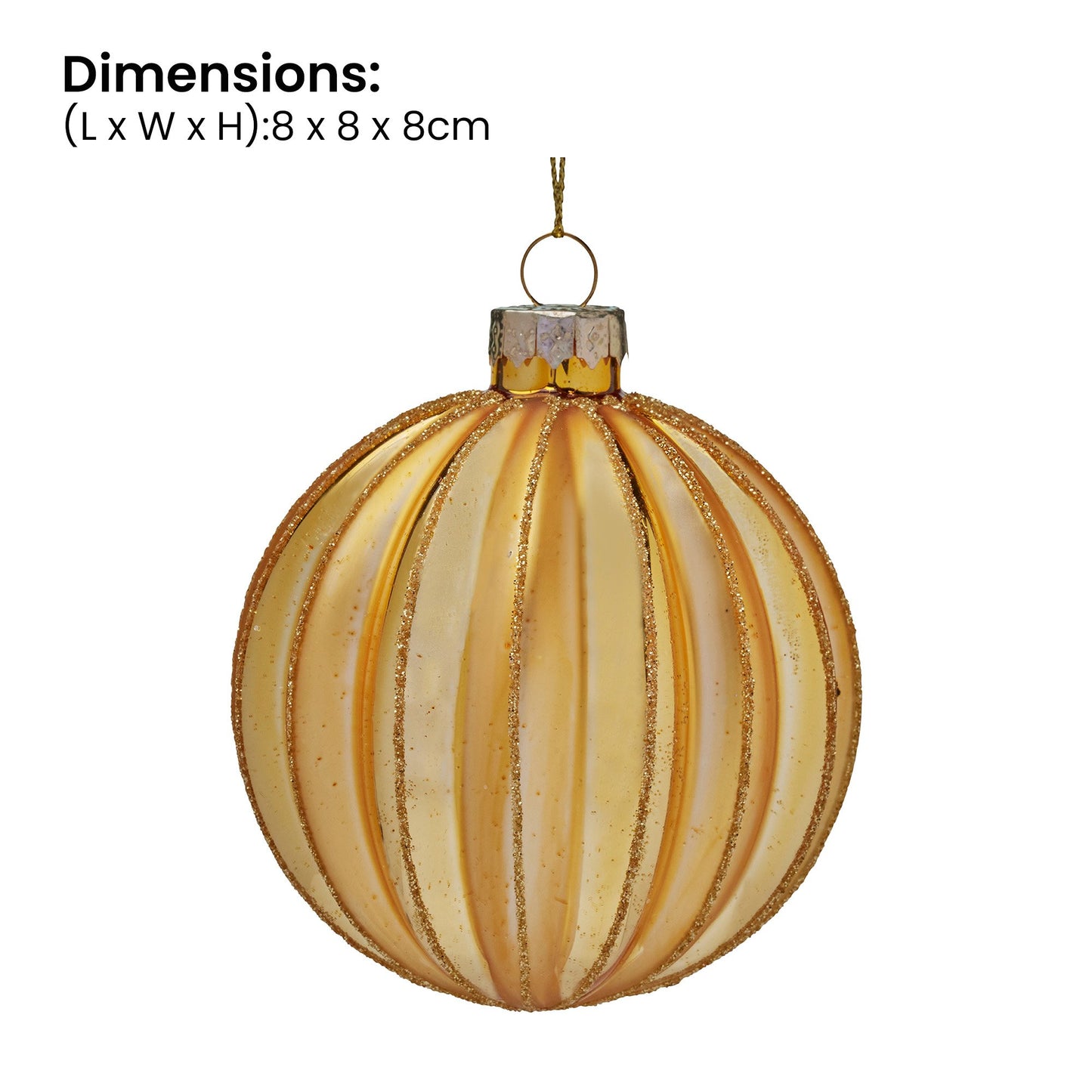 Christabelle Box of 6 Gold Glass Baubles with Matte & Gloss Finish