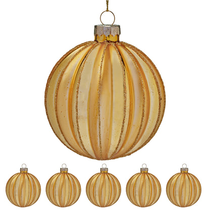 Christabelle Box of 6 Gold Glass Baubles with Matte & Gloss Finish