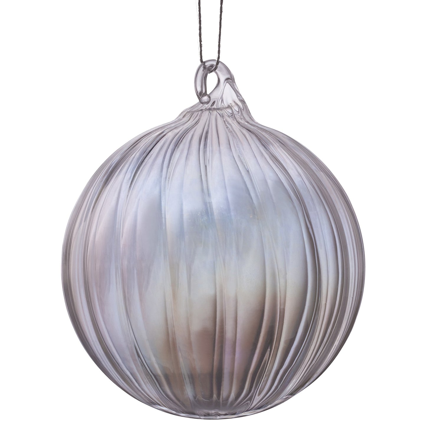Christabelle Box of 6 Clear Glass Baubles with Stripe Pattern