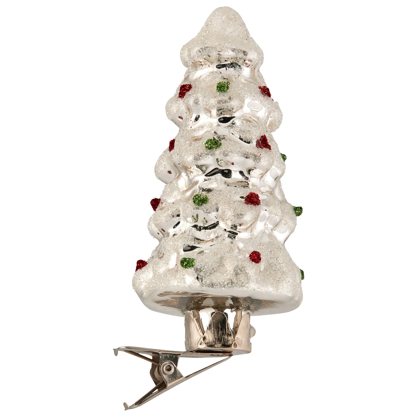 Christabelle Box of 6 Silver Glass Tree Ornaments with Glitter