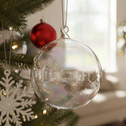 Christabelle Box of 6 Pure Clear Glass Baubles with Iridescent Shine