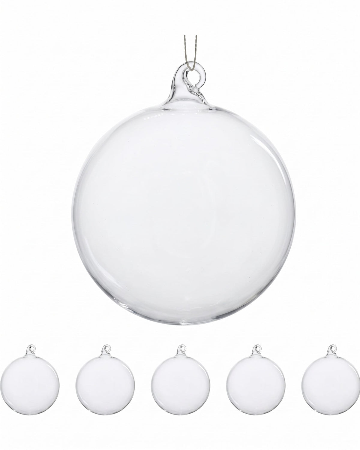 Christabelle Box of 6 Pure Clear Glass Baubles with Iridescent Shine