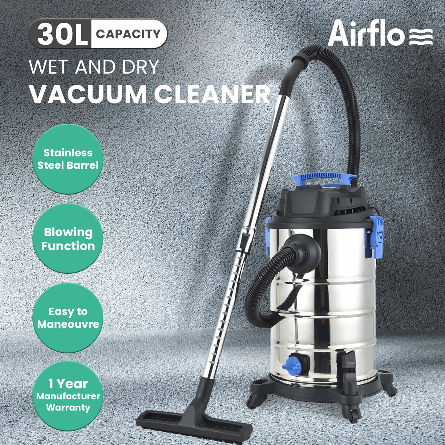 Airflo Wet & Dry Vacuum Cleaner 30L AFV30