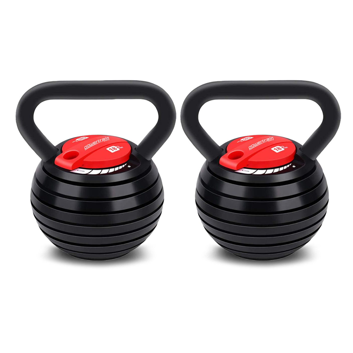 2x Powertrain Adjustable Kettlebells Weights Dumbbell 18kg