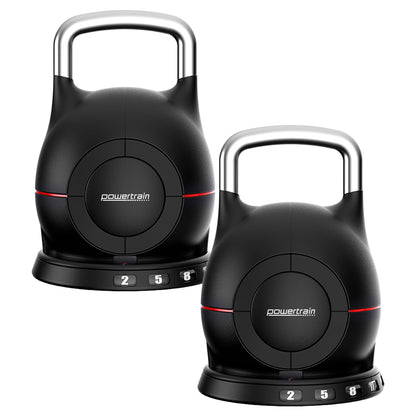 Powertrain 2x 40kg Adjustable Kettlebell One Hand Adjustment Weight Set