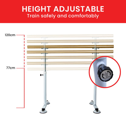 Powertrain 150cm Ballet Barre Freestanding Adjustable Height