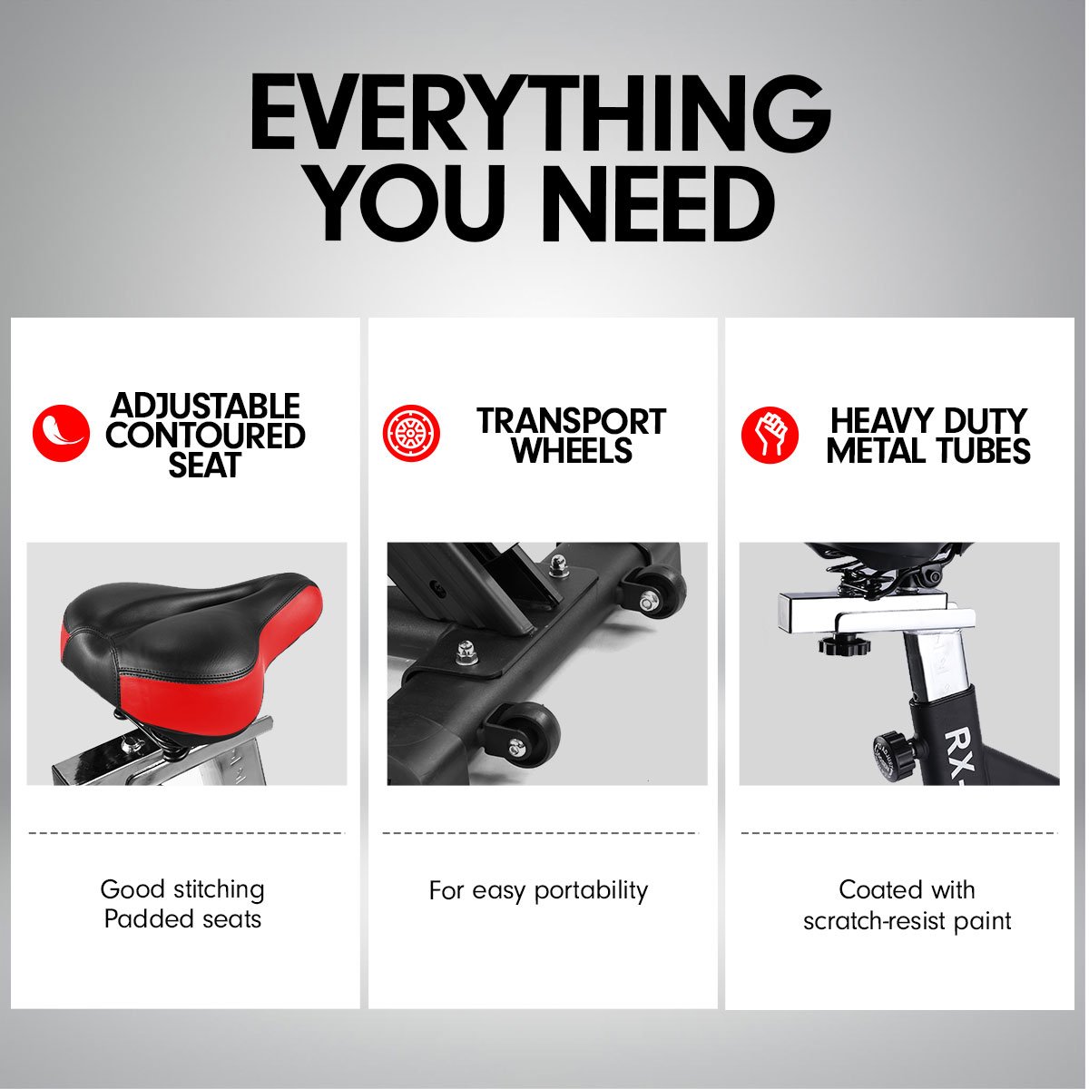 Powertrain RX-200 Exercise Spin Bike Cardio Cycling - Red