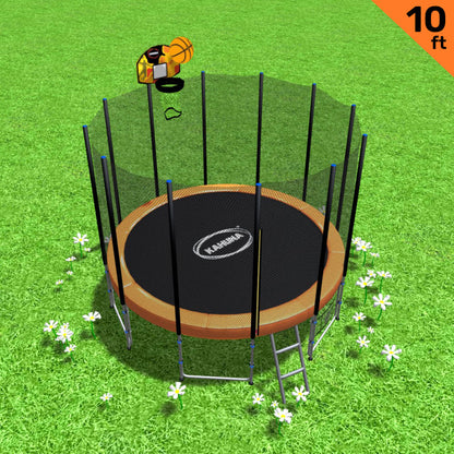 Kahuna Blizzard 10 ft Trampoline with Basketball Set Orange