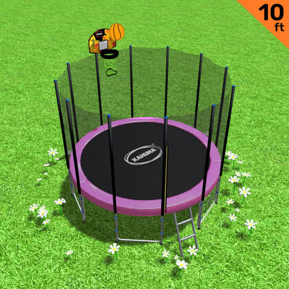 Kahuna Blizzard 10 ft Trampoline with Basketball Set Pink