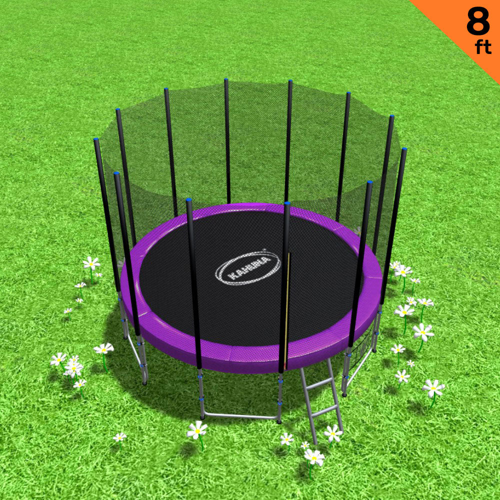 Kahuna 8 ft Round Trampoline Free Safety Net Pad Tidy -  Purple