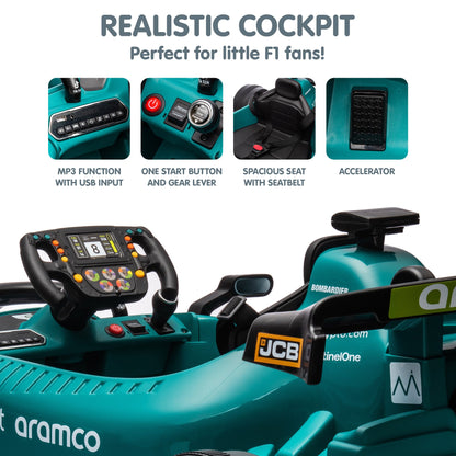 Aston Martin Aramco F1 Licensed Electric Kids Ride On Race Car