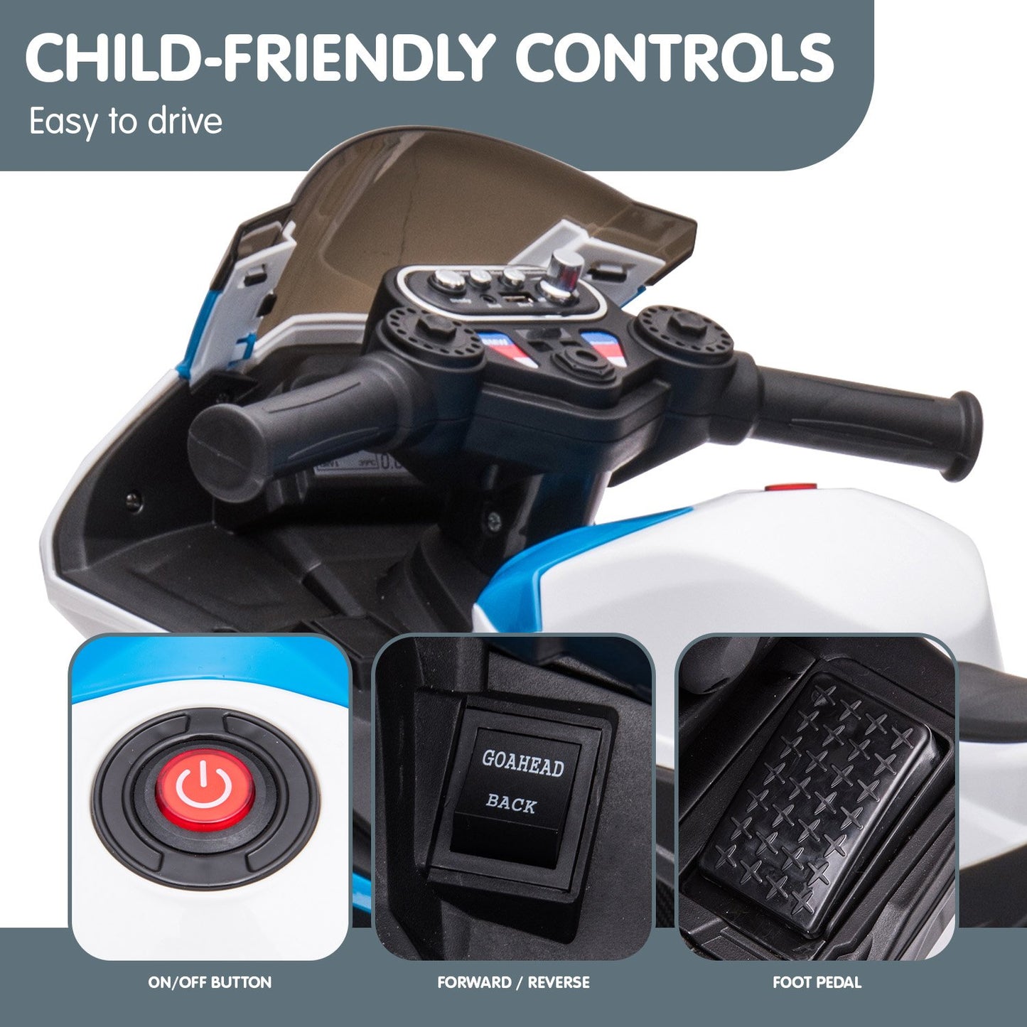 BMW HP4 Race Kids Toy Electric Ride On Motorcycle - Blue