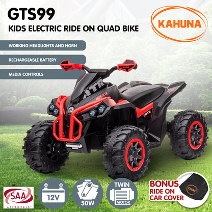 Kahuna GTS99 Kids Electric Ride On Quad Bike Toy ATV 50W - Red
