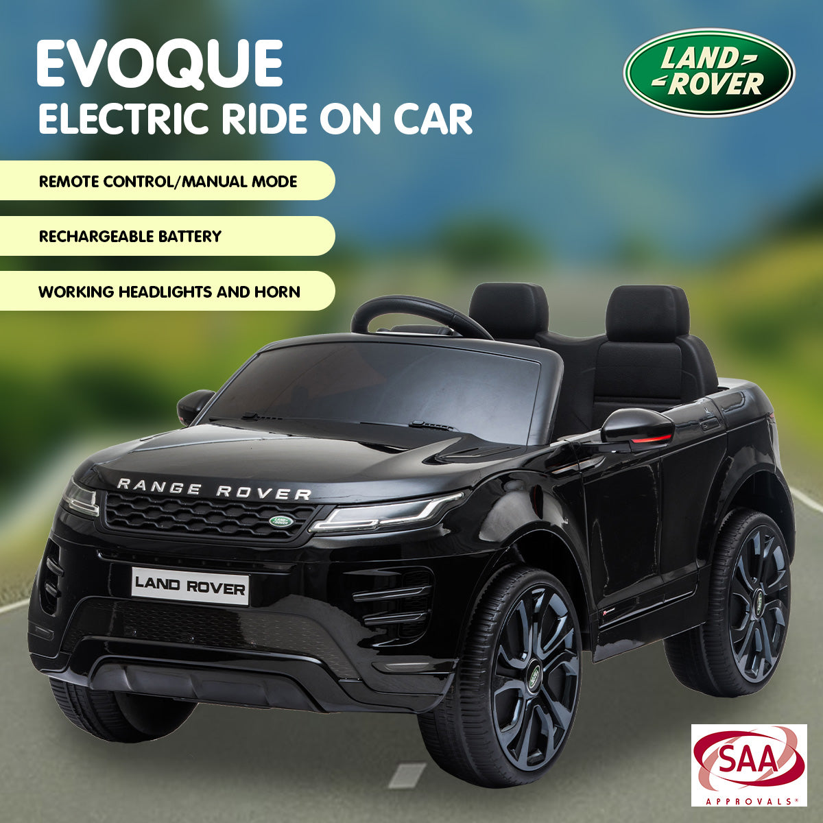 Land Rover Licensed Kids Electric Ride On Car Remote Control - Black