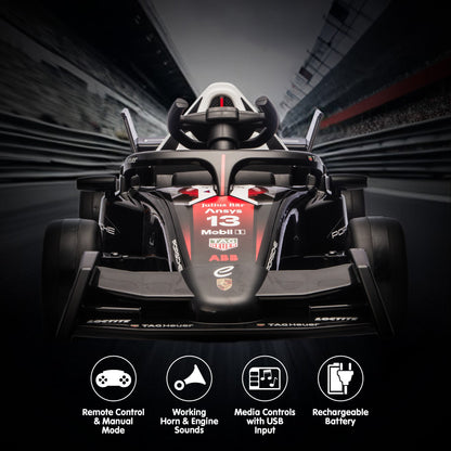 Kahuna Porsche Formula E Kids Electric Ride On Car Remote Control 60W Dual Motors MP3 Player Suspension & Seat Belt