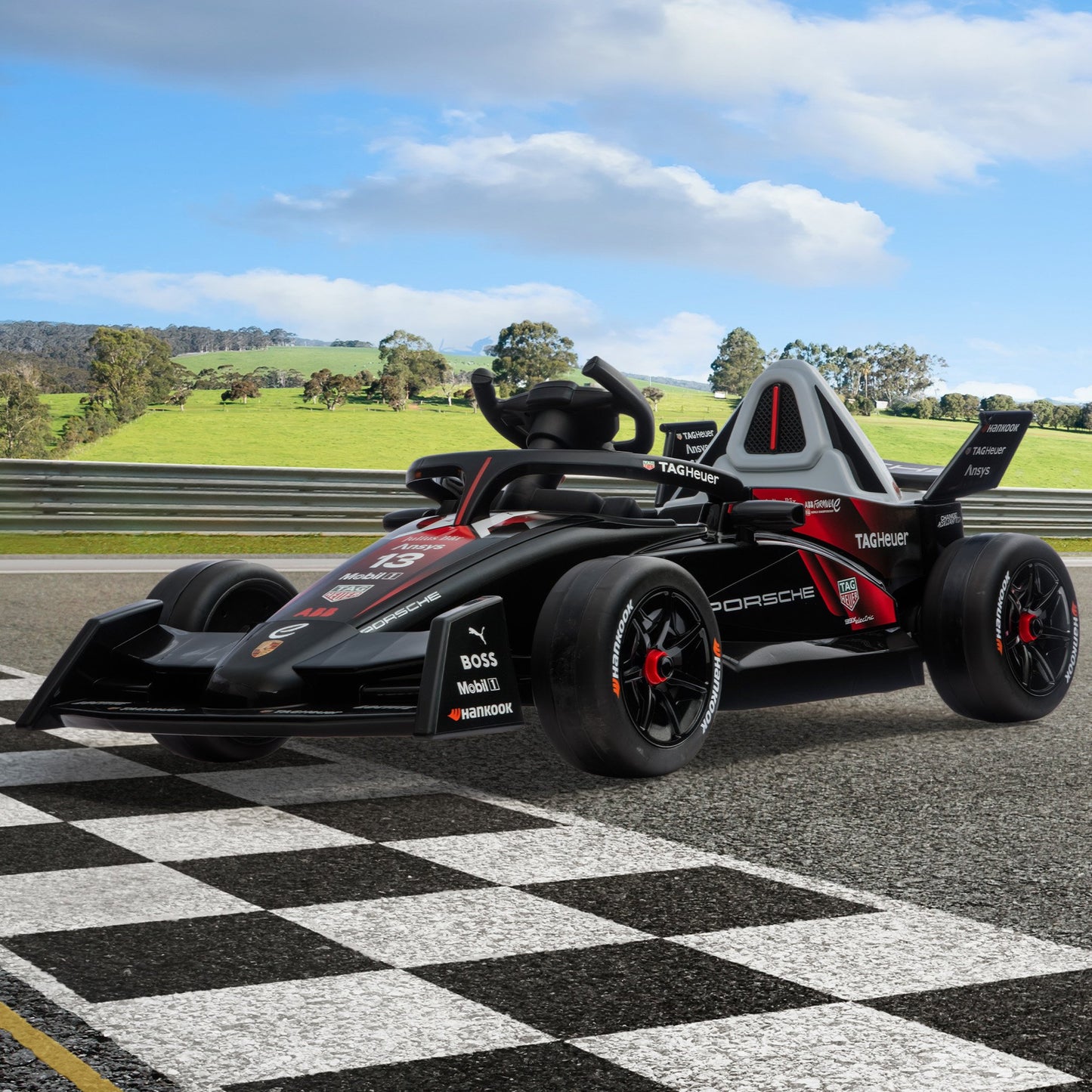 Kahuna Porsche Formula E Kids Electric Ride On Car Remote Control 60W Dual Motors MP3 Player Suspension & Seat Belt