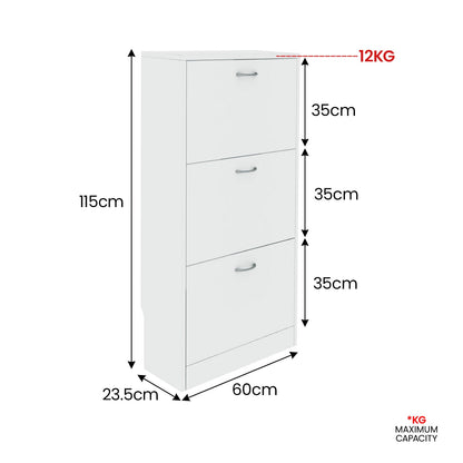 Sarantino Mavis Shoe Cabinet - White