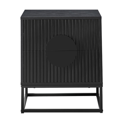 Sarantino Silvia Bedside Table with Black Handles and 2 Drawers