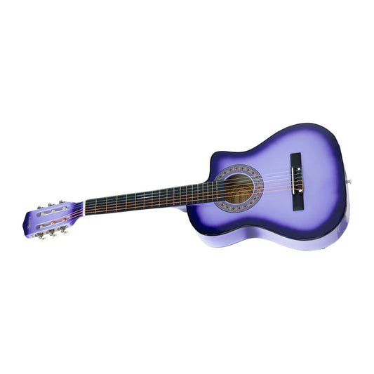 Karrera 38in Pro Cutaway Acoustic Guitar with Carry Bag - Purple Burst