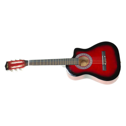 Karrera 38in Pro Cutaway Acoustic Guitar with Carry Bag - Red Burst