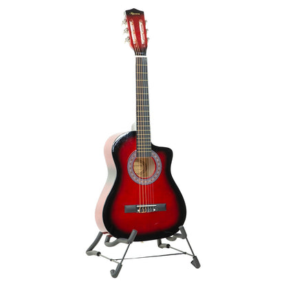 Karrera 38in Pro Cutaway Acoustic Guitar with Carry Bag - Red Burst