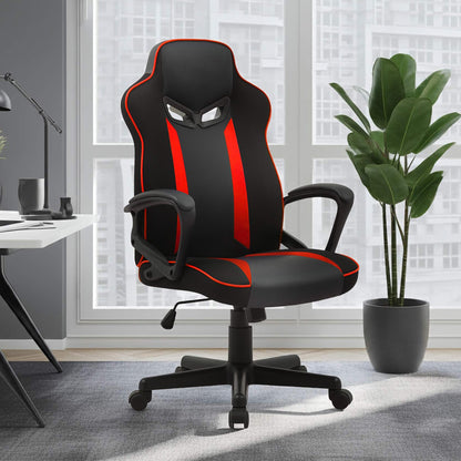 Sarantino Fayzo Reclining Office Gaming Chair Black Red Seat Adjustable Height Breathable Mesh Back Padded Armrests