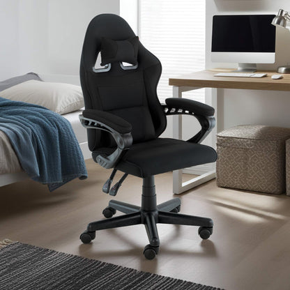 Sarantino Antre Kids Study Gaming Chair Black Computer Seat Adjustable Height Ergonomic Back Support, Padded Armrest