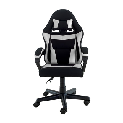 Sarantino Antre Kids Study Gaming Chair Black White Computer Seat Adjustable Height Ergonomic Support, Padded Armrest