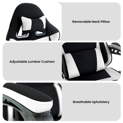 Sarantino Antre Kids Study Gaming Chair in Black and White Office Adjustable Height Chair