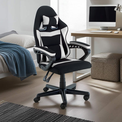 Sarantino Antre Kids Study Gaming Chair in Black and White Office Adjustable Height Chair