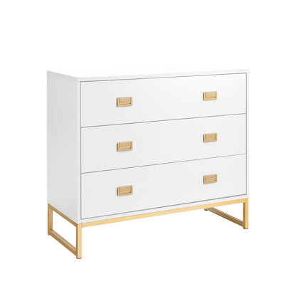 Sarantino Amara Chest of Drawers Tallboy Dresser in White Gold
