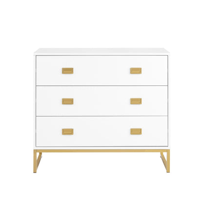 Sarantino Amara Chest of Drawers Tallboy Dresser in White Gold