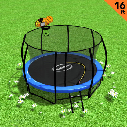 Kahuna 16 ft Trampoline with Basketball Set - Blue