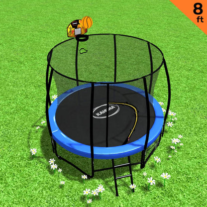 Kahuna 8 ft Trampoline with Basketball Set - Blue