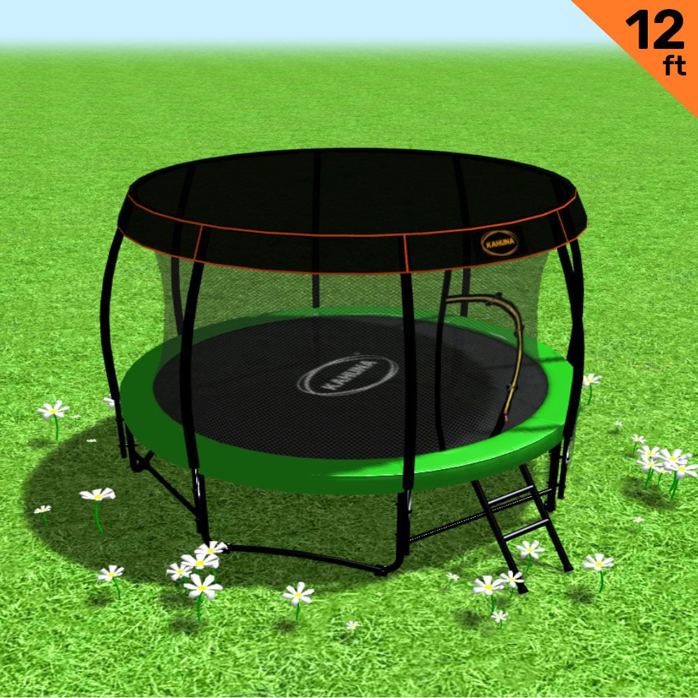 Kahuna Trampoline 12 ft with Roof - Green