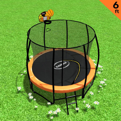 Kahuna Trampoline 6 ft with Basketball Set - Orange
