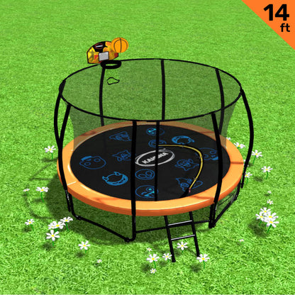 Kahuna Pro 14 ft Trampoline with Mat, Reversible Pad, Basketball Set