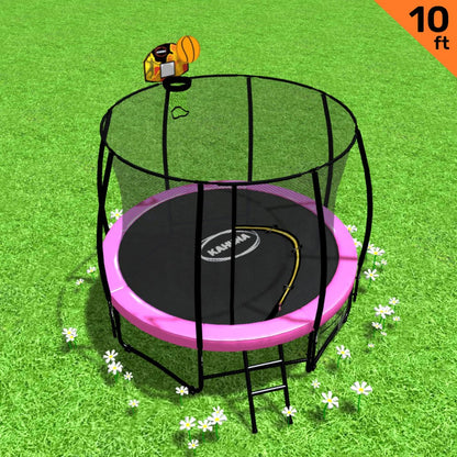Kahuna Trampoline 10 ft with Basketball Set - Pink