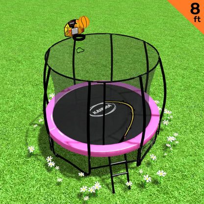 Kahuna Trampoline 8 ft with Basketball Set - Pink