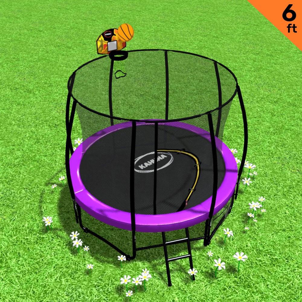 Kahuna Classic 6 ft Trampoline with Basketball Set - Purple